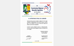 Communiqué : Commission de discipline régionale Nouvelle Aquitaine